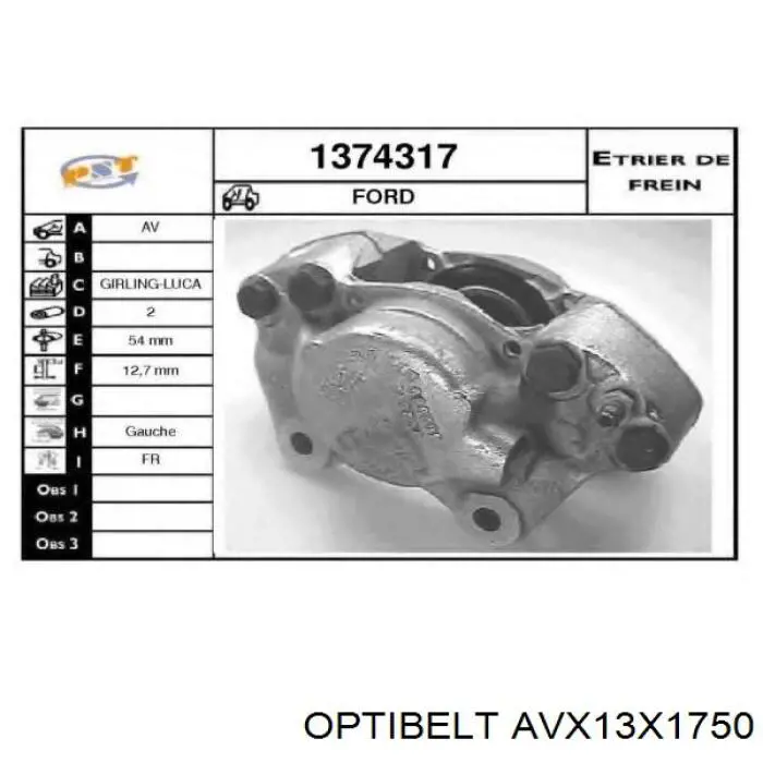 AVX13X1750 Optibelt Поліклиновий ремінь