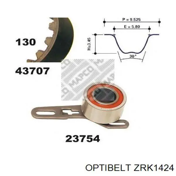 ГРМ ремінь Optibelt ZRK1424