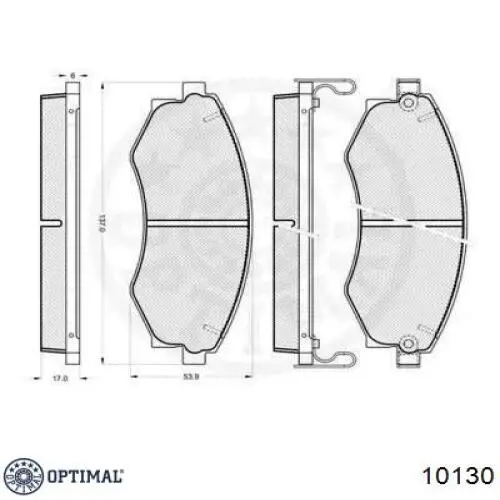 Колодки гальмівні передні, дискові 10130 Optimal