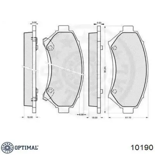 Купити 10190 Optimal Колодки гальмівні передні, дискові