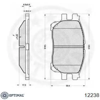 Колодки гальмівні передні, дискові 12238 Optimal