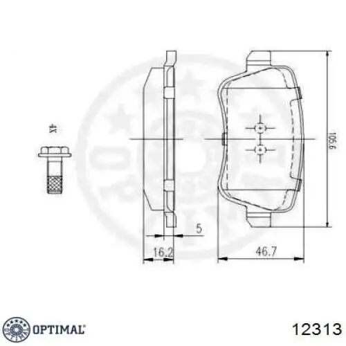 Колодки гальмові задні, дискові 12313 Optimal