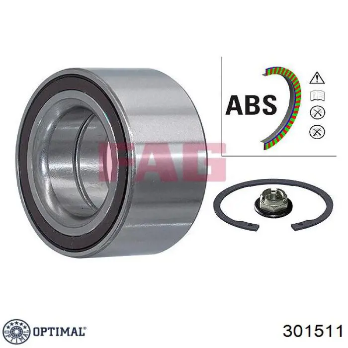 Комплект підшипник маточини передньої Optimal 301511 ціна, від 27.60 USD