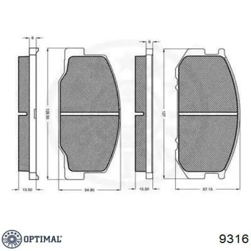 Колодки гальмівні передні, дискові 9316 Optimal