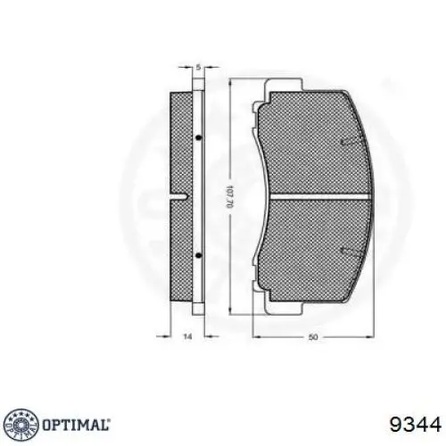 Колодки гальмівні передні, дискові 9344 Optimal