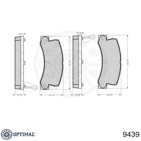 Колодки гальмові задні, дискові 9439 Optimal