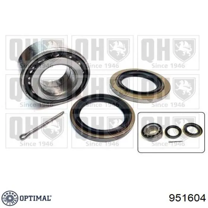 Комплект підшипник маточини передньої Optimal 951604 ціна, від 25.31 USD