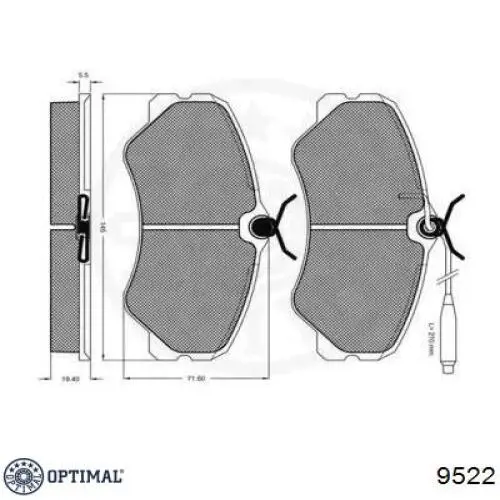 Колодки гальмівні передні, дискові 9522 Optimal