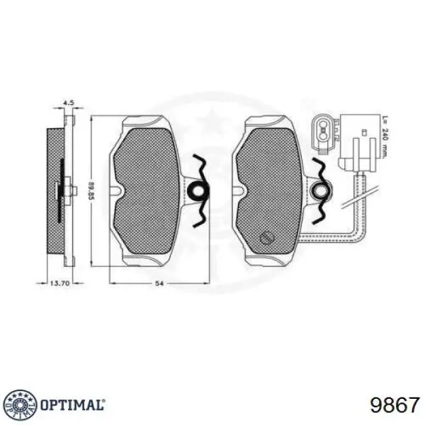 Колодки гальмові задні, дискові 9867 Optimal