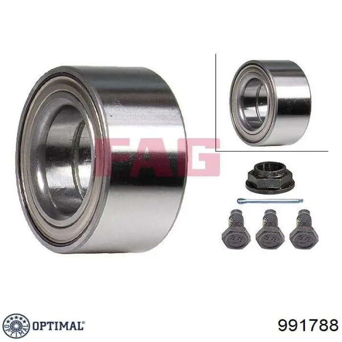 Комплект підшипник маточини передньої Optimal 991788 ціна, від 18.70 USD