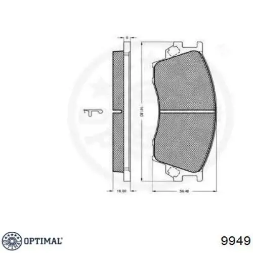 Колодки гальмівні передні, дискові 9949 Optimal