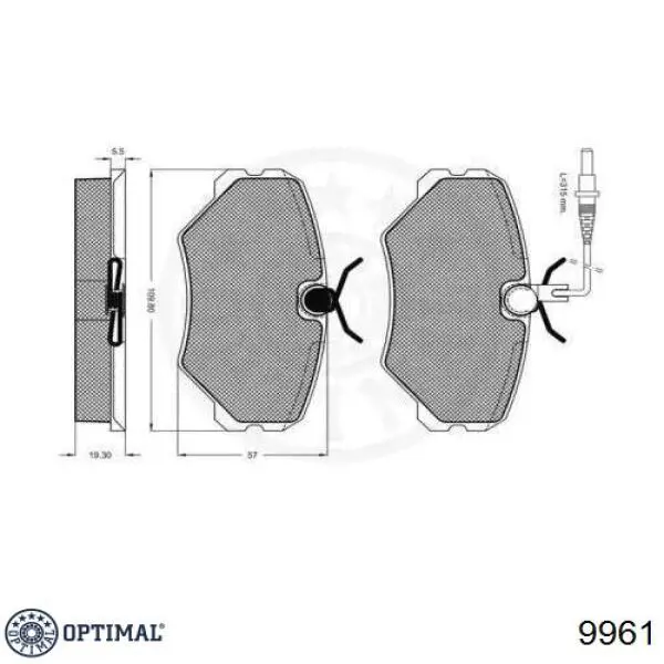 Колодки гальмівні передні, дискові 9961 Optimal