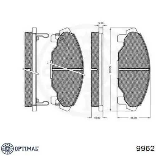 Колодки гальмівні передні, дискові 9962 Optimal