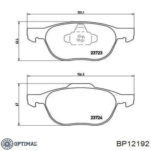 Передні тормозні колодки BP12192 Optimal