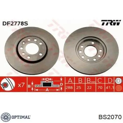 Гальмівні диски BS2070 Optimal