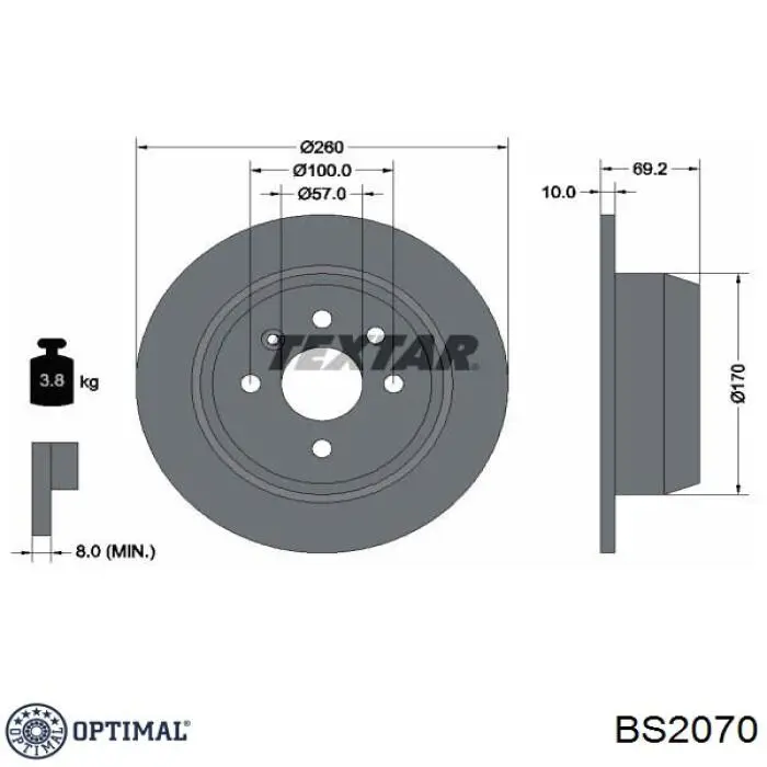 Задні дискові гальма Optimal BS2070 ціна, від 23.43 USD