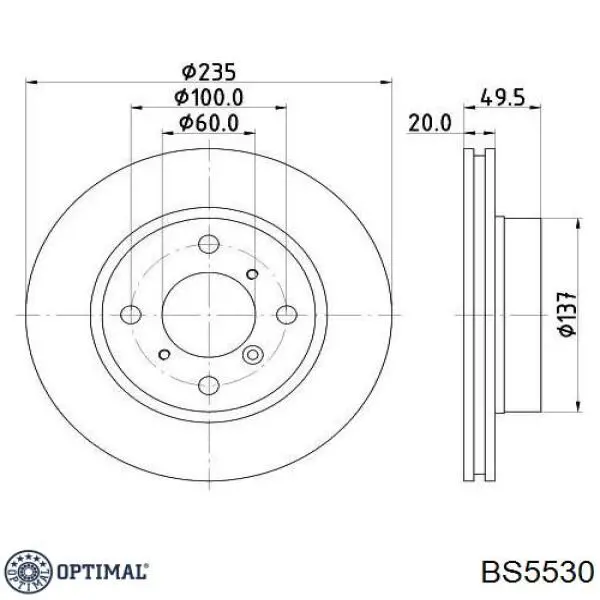 Диск переднього гальма Optimal BS5530 ціна, від 26.62 USD