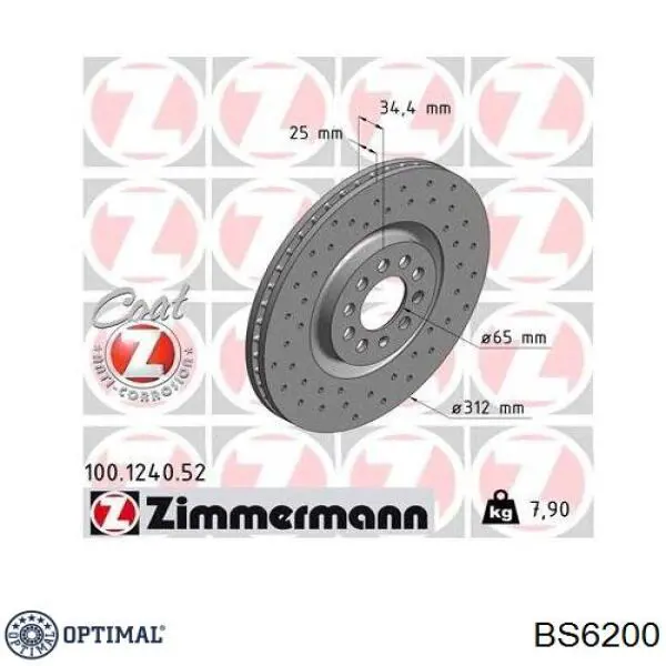 Диск гальмівний передній Optimal BS6200