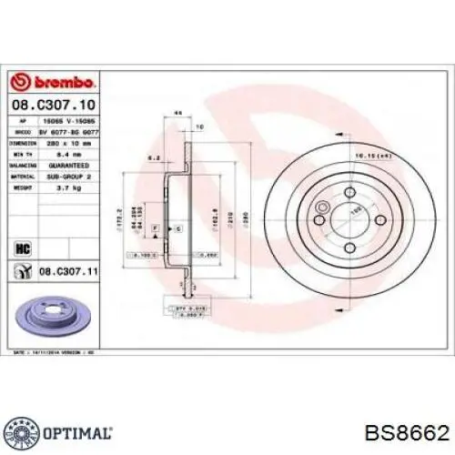 Гальмівні диски BS8662 Optimal