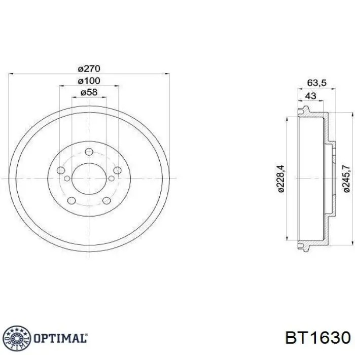 Купити BT1630 Optimal Барабан гальмівний задній