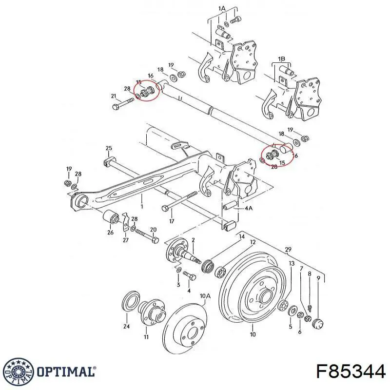 Купити F85344 Optimal Сайлентблок тяги поперечної, задньої підвіски