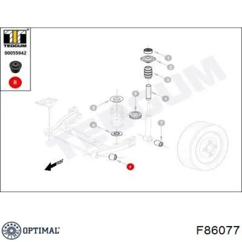 Сайлентблок задньої балки F86077 Optimal