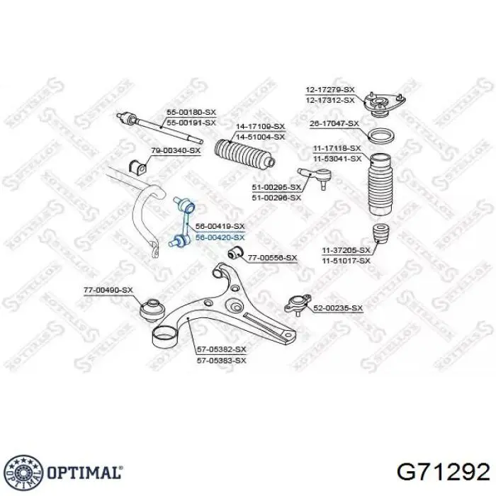 Стійка стабілізатора переднього, ліва G71292 Optimal