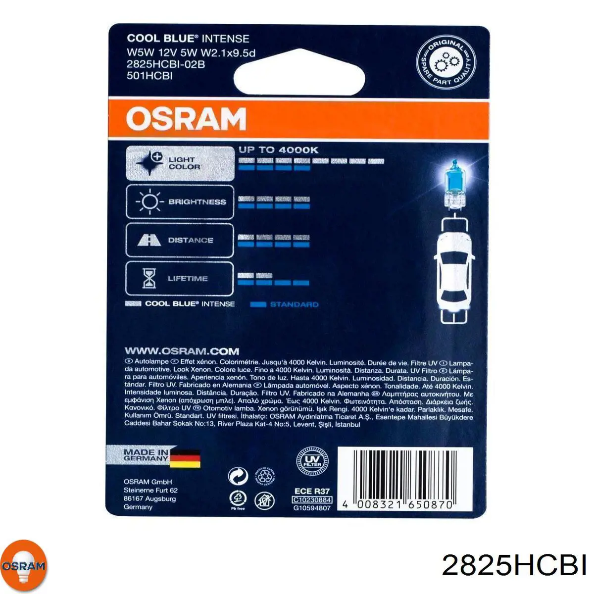 Лампочка плафону освітлення салону/кабіни Osram 2825HCBI ціна, від 0.44 USD