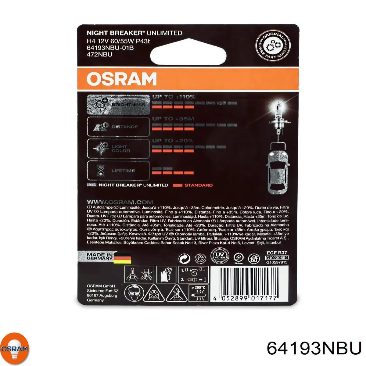 Лампочка галогенна 64193NBU Osram