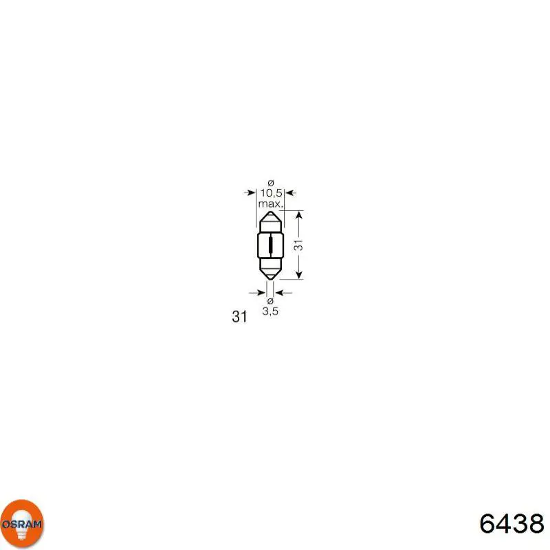 Лампочка плафону освітлення салону/кабіни 6438 Osram
