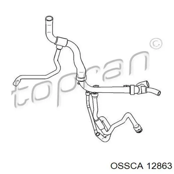 Шланг/патрубок радіатора охолодження, нижній 12863 Ossca