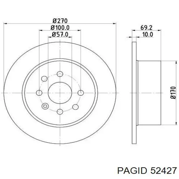 Диск гальмівний задній 52427 HELLA-PAGID