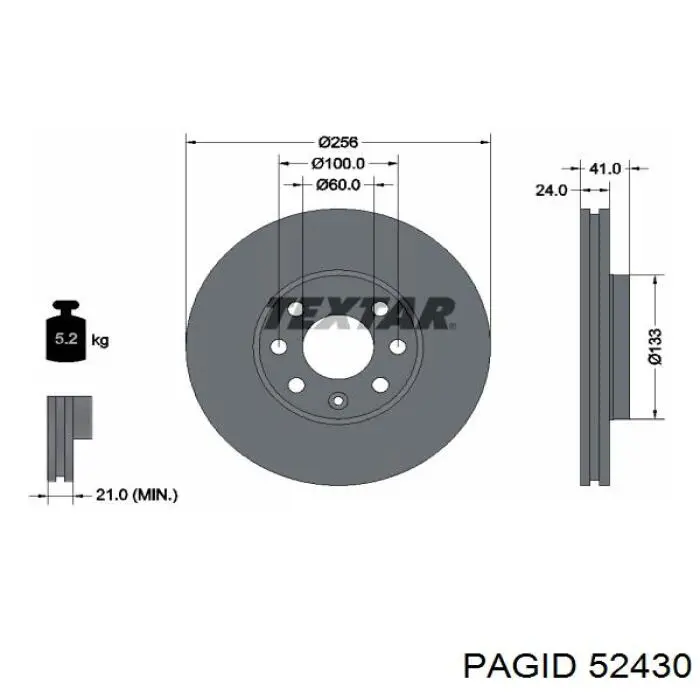 52430 HELLA-PAGID диск гальмівний передній