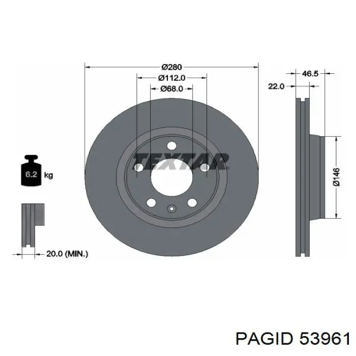 53961 HELLA-PAGID диск гальмівний передній
