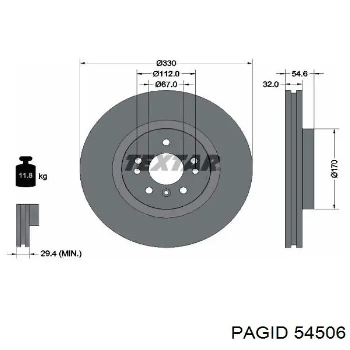Диск переднього гальма HELLA-PAGID 54506 ціна, від 85.31 USD
