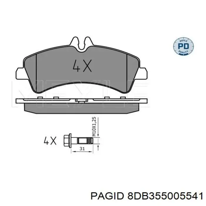 Задні гальмівні колодки 8DB355005541 HELLA-PAGID