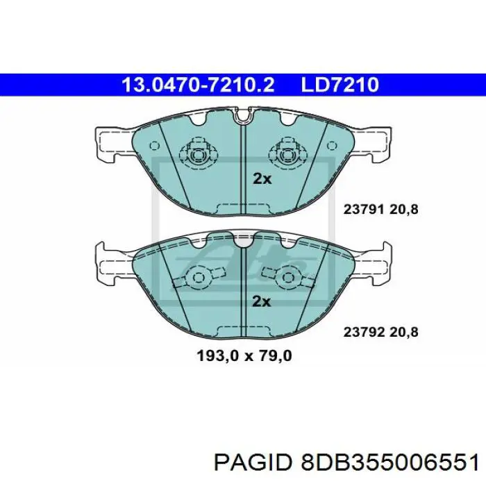 8DB355006551 HELLA-PAGID колодки гальмівні передні, дискові