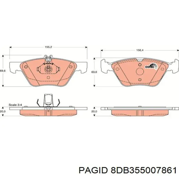 8DB355007861 HELLA-PAGID Передні гальмівні колодки