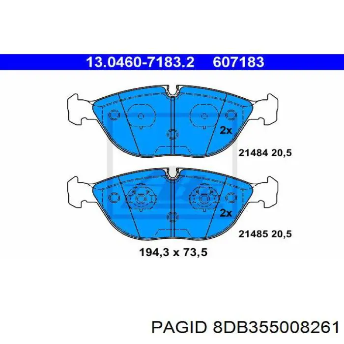 8DB355008261 HELLA-PAGID колодки гальмівні передні, дискові
