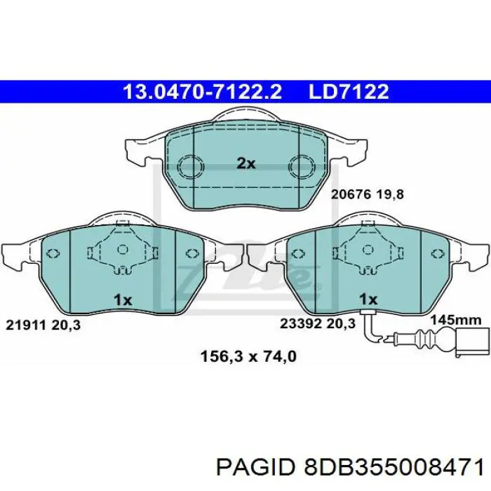 Гальмівні колодки HELLA-PAGID 8DB355008471 ціна, від 28.68 USD