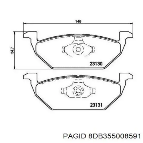 8DB355008591 HELLA-PAGID колодки гальмівні передні, дискові