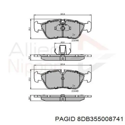 8DB355008741 HELLA-PAGID Передні гальмівні колодки