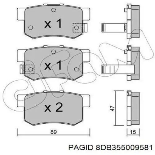 Задні гальмівні колодки 8DB355009581 HELLA-PAGID