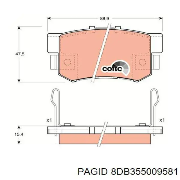 8DB355009581 HELLA-PAGID Колодки гальмівні задні, дискові
