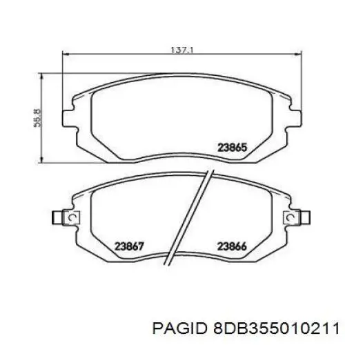Передні тормозні колодки 8DB355010211 HELLA-PAGID