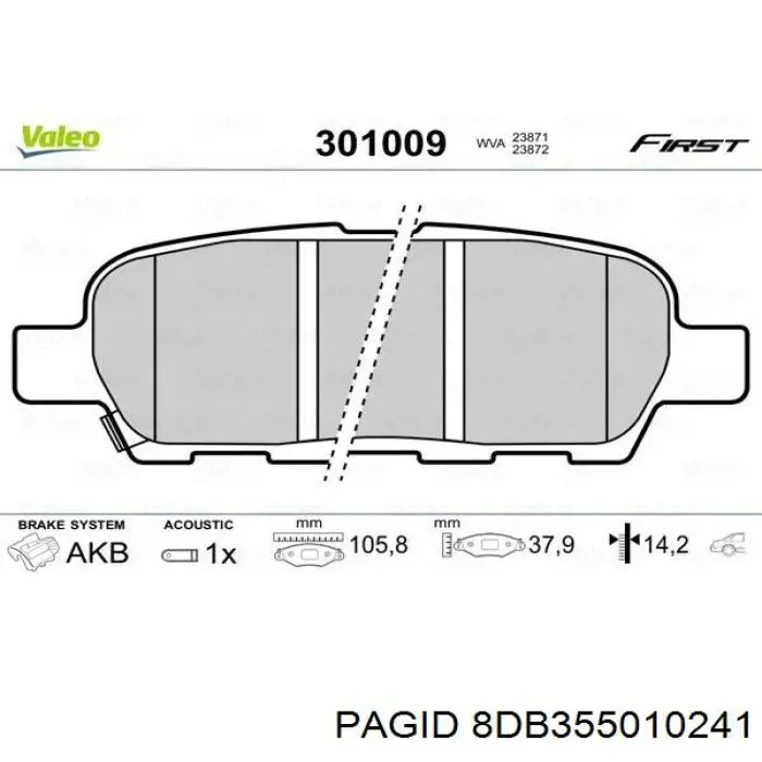 Задні гальмівні колодки 8DB355010241 HELLA-PAGID