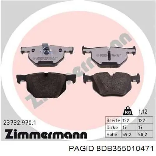 Купити 8DB355010471 HELLA-PAGID Задні колодки