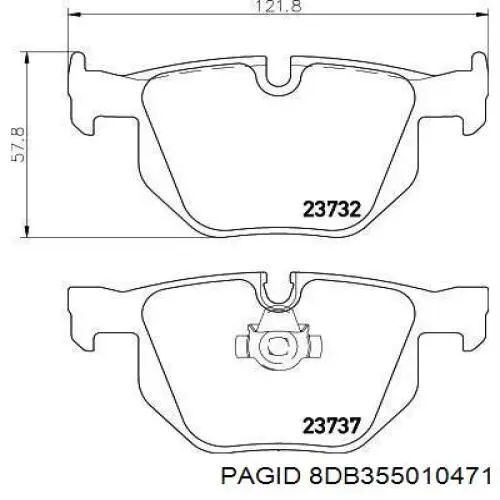 8DB355010471 HELLA-PAGID Колодки гальмівні задні, дискові