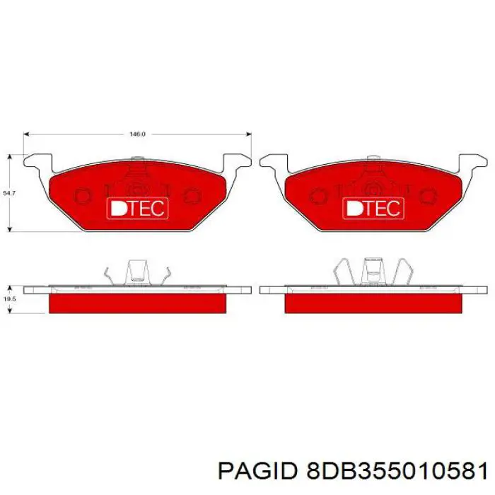 Купити 8DB355010581 HELLA-PAGID Колодки гальмівні передні, дискові