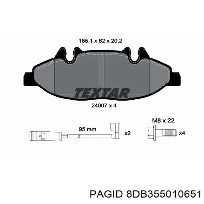 8DB355010651 HELLA-PAGID Передні гальмівні колодки